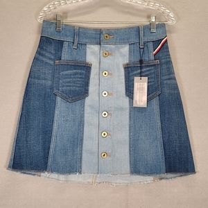 Tommy Hilfiger Women's Patchwork Button Denim Skirt, Size 6